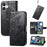 For iPhone 16 Case PU Leather Wallet Phone Cover Butterfly Pattern - Black - 5