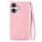 For iPhone 16 Zipper Wallet Case with Strap Flower Imprint PU Leather Phone Cover - Pink - 7