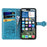 For iPhone 16 Leather Wallet Case Flip Phone Cover with Cute Cat Dog Pattern - Blue - 2