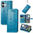For iPhone 16 Leather Wallet Case Flip Phone Cover with Cute Cat Dog Pattern - Blue - 4