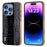 ABEEL For iPhone 16 Pro Max Case Electroplating Edge Crocodile Texture Genuine Cow Leather+TPU+PC Phone Cover - Black - 1