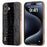 ABEEL For iPhone 16 Plus Case Electroplating Edge Crocodile Texture Genuine Cow Leather+TPU+PC Phone Cover - Black - 1