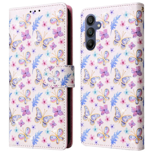For Samsung Galaxy A16 5G / A16 4G Case RFID Blocking Flower Leather Phone Cover - Butterfly Flower - 1