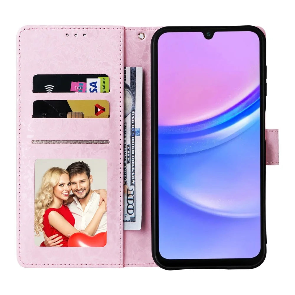For Samsung Galaxy A16 5G / A16 4G Case RFID Blocking Flower Leather Phone Cover - Butterfly Flower - 2