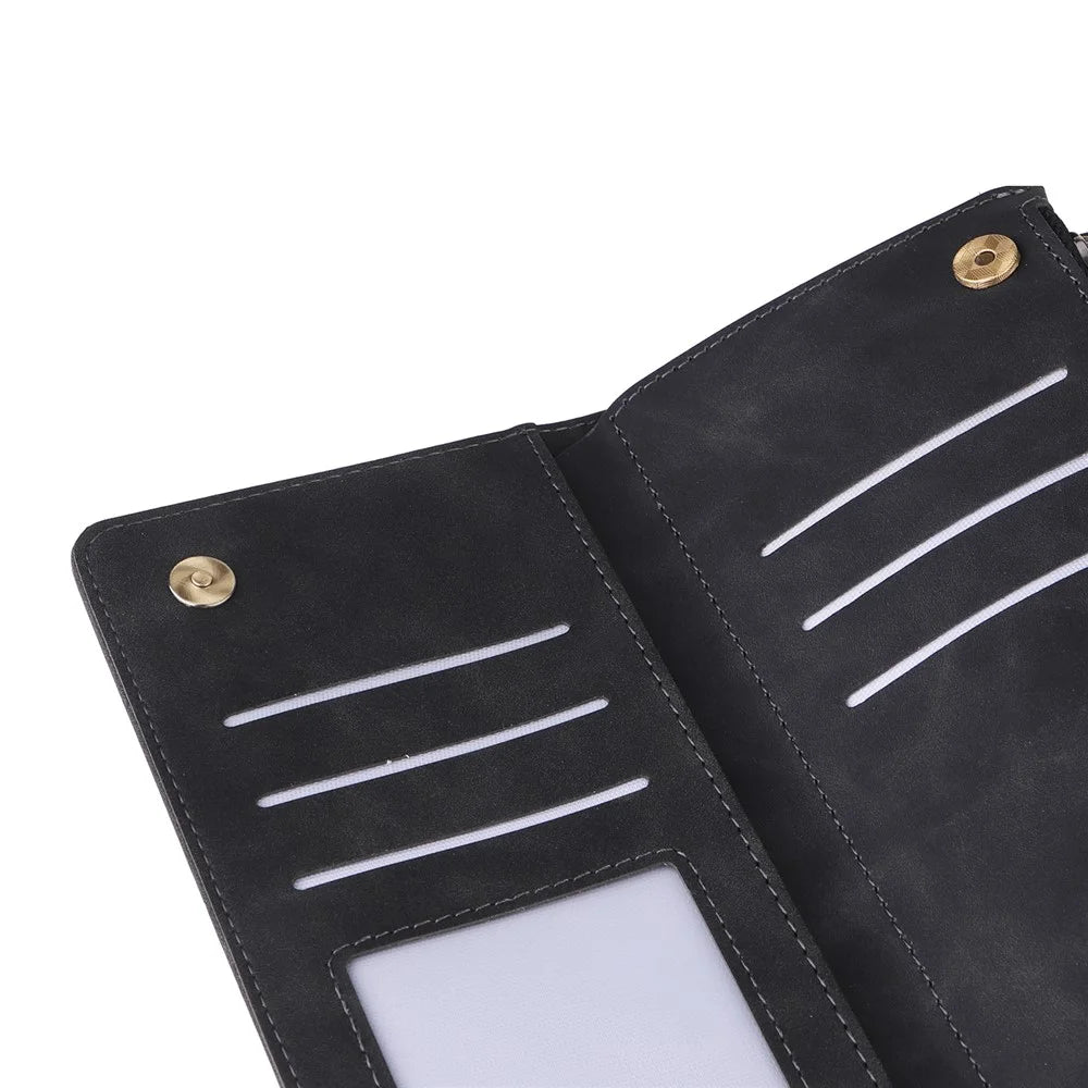 For Samsung Galaxy A16 5G / A16 4G Case Zipper Wallet Multiple Card Slots Leather Phone Cover - Black - 7