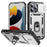 For iPhone 16 Pro Max Case Sliding Camera Cover Ring Kickstand PC+TPU Phone Shell - White+Black - 1