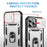 For iPhone 16 Pro Max Case Sliding Camera Cover Ring Kickstand PC+TPU Phone Shell - White+Black - 5