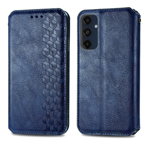 For Samsung Galaxy A16 5G / A16 4G PU Leather Case Rhombus Imprint Wallet Stand Phone Cover - Blue - 1