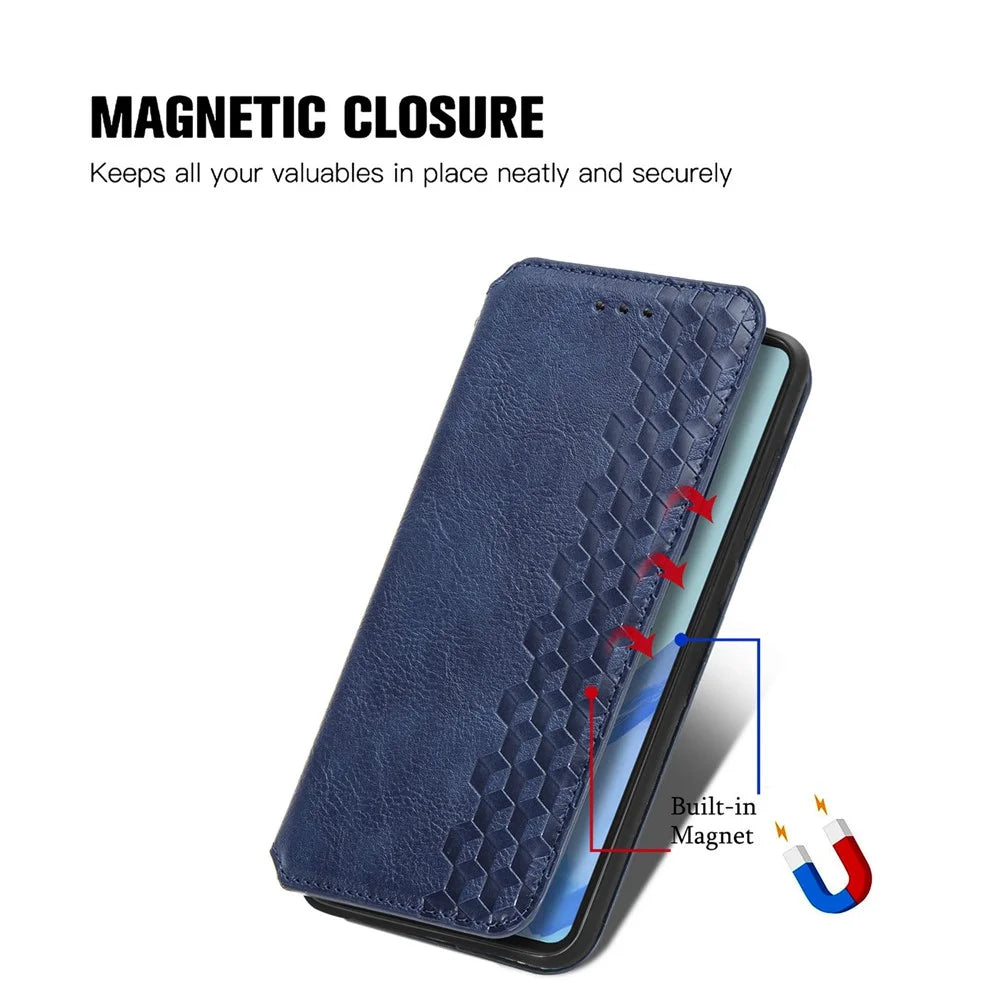 For Samsung Galaxy A16 5G / A16 4G PU Leather Case Rhombus Imprint Wallet Stand Phone Cover - Blue - 4