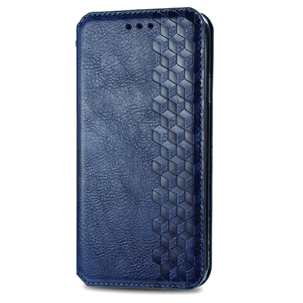 For Samsung Galaxy A16 5G / A16 4G PU Leather Case Rhombus Imprint Wallet Stand Phone Cover - Blue - 5
