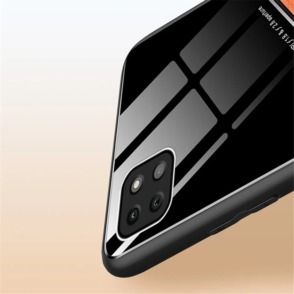 For Samsung Galaxy A22 5G (EU Version) Textured PU Leather Coated TPU + PC Anti-scratch Case Phone Back Cover with Built-in Metal Sheet - Black - 6