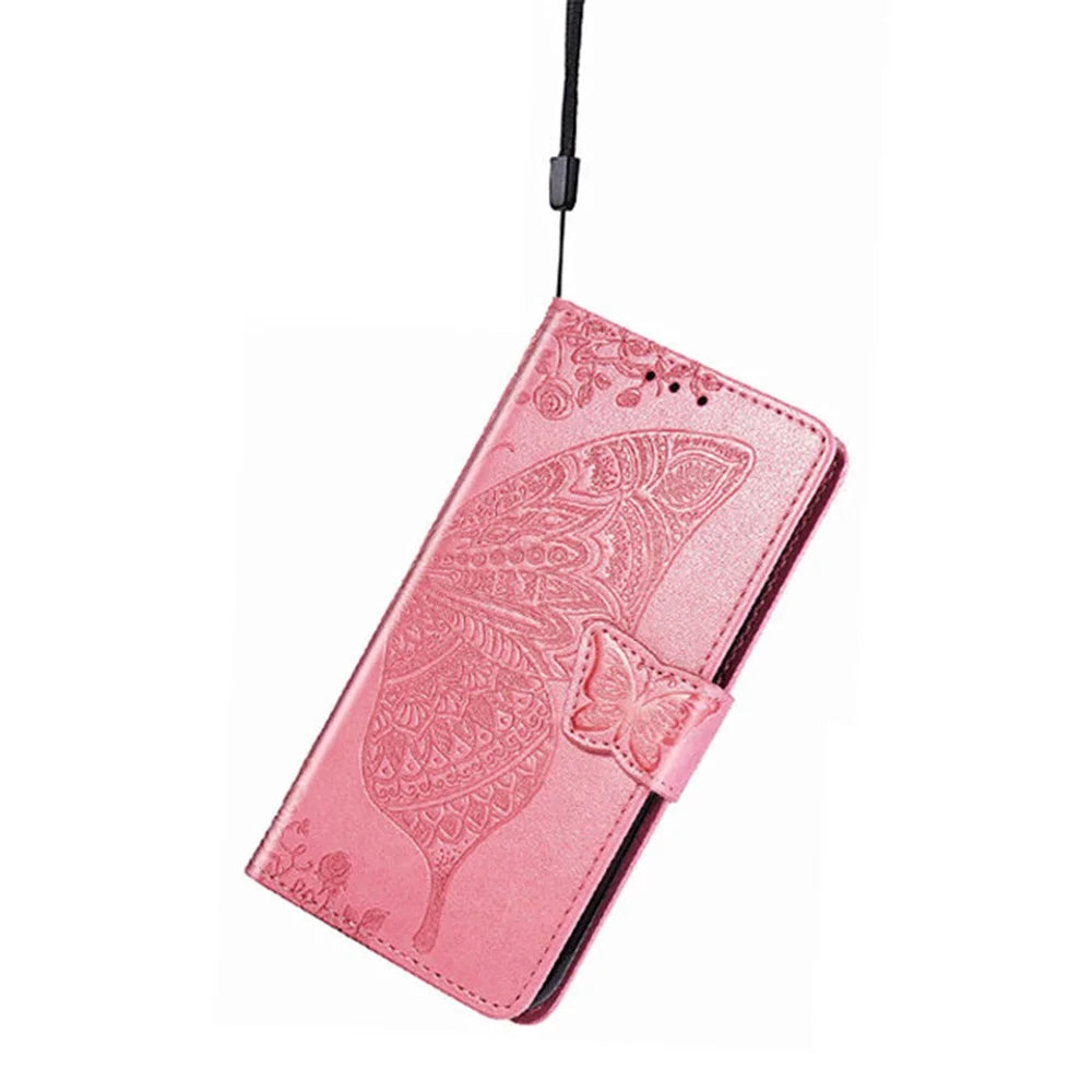For Samsung Galaxy A16 5G / A16 4G Case PU Leather Wallet Phone Cover Butterfly Pattern - Pink - 4