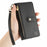 For Samsung Galaxy A16 5G / A16 4G Case RFID Blocking Zipper Pocket Leather Wallet Phone Cover with Strap - Black - 5