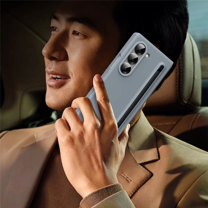 For Samsung Galaxy Z Fold5 5G Case Hard PC Phone Cover with Stylus - Titanium Grey - 7