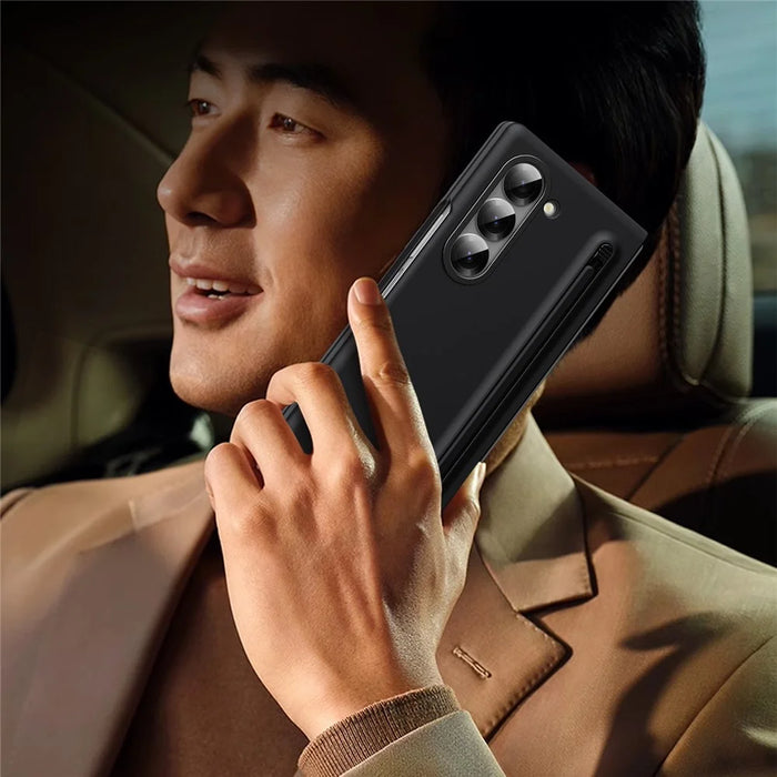 For Samsung Galaxy Z Fold6 5G Case Hard PC Phone Cover with Tempered Glass Film and Stylus - Black - 7