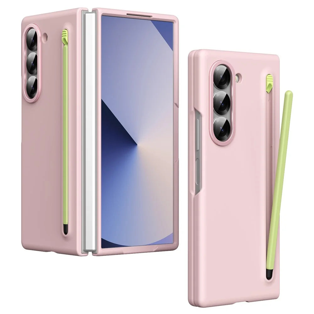 For Samsung Galaxy Z Fold6 5G Case Hard PC Phone Cover with Stylus - Pink - 1