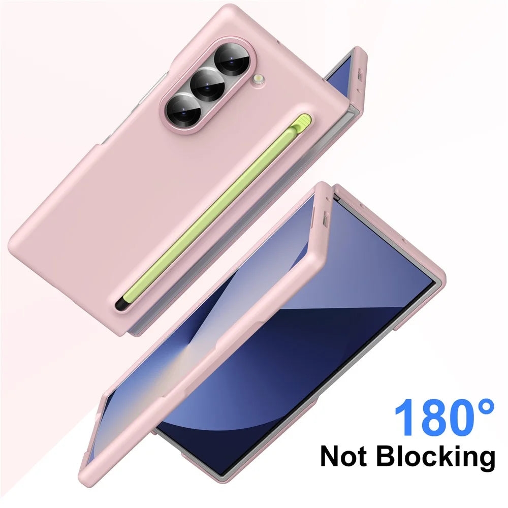 For Samsung Galaxy Z Fold6 5G Case Hard PC Phone Cover with Stylus - Pink - 3