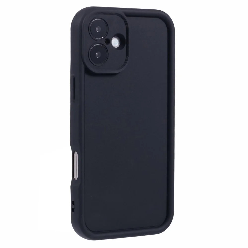 For iPhone 16 Plus Case Grooved Design TPU Anti-Slip Phone Cover - Black - 1