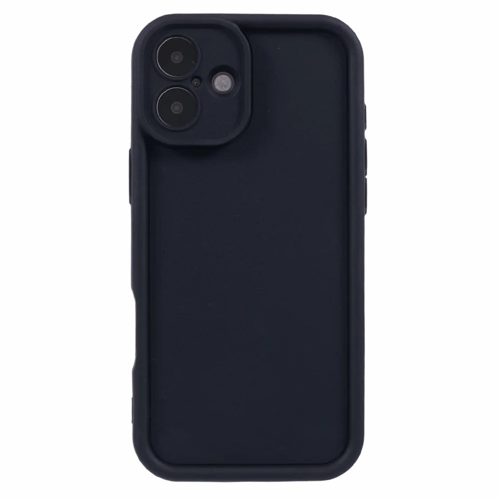 For iPhone 16 Plus Case Grooved Design TPU Anti-Slip Phone Cover - Black - 3