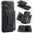 DG.MING M2 Series for iPhone 16 Plus Case PU+PC+TPU Phone Cover Detachable Wallet - Black - 1