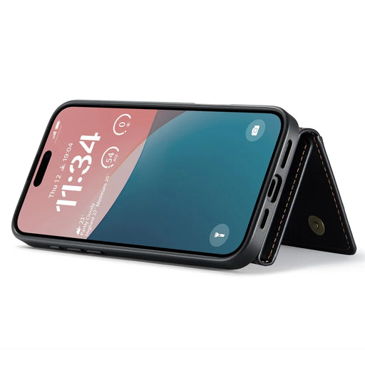 DG.MING M2 Series for iPhone 16 Plus Case PU+PC+TPU Phone Cover Detachable Wallet - Black - 2