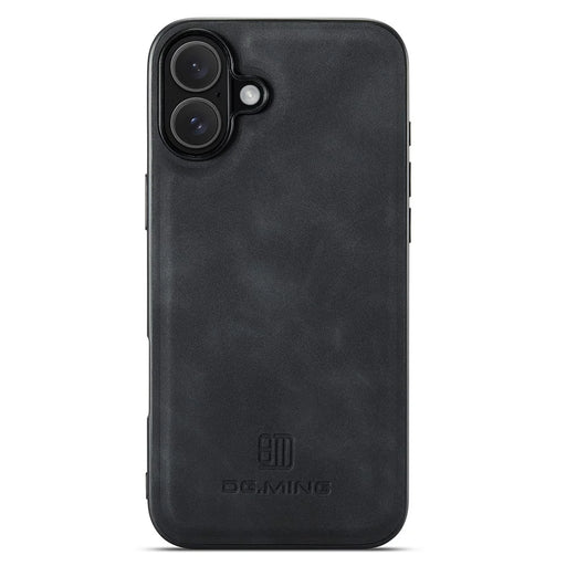 DG.MING For iPhone 16 Case PU Leather+PC+TPU Hybrid Phone Cover - Black - 1