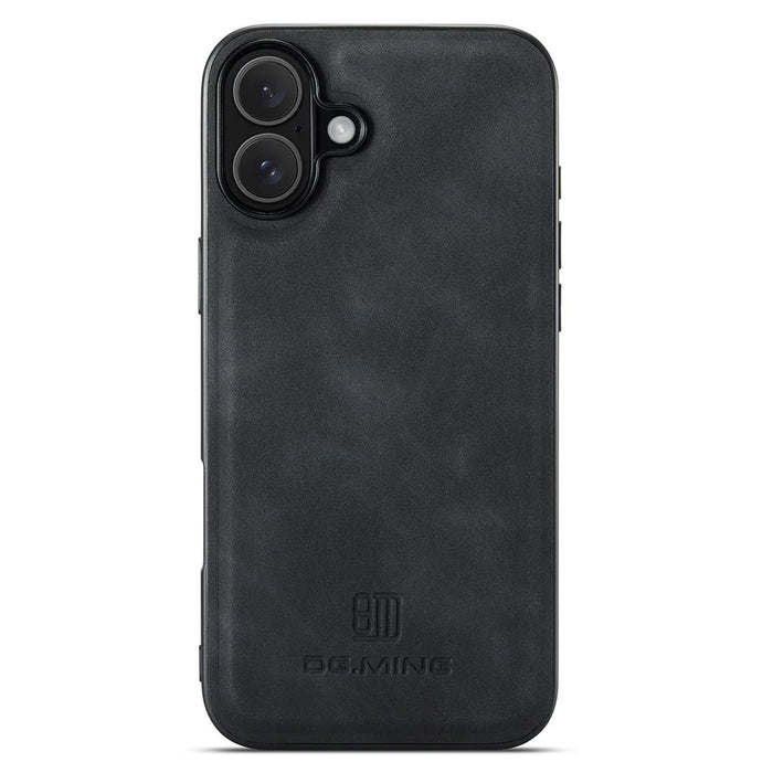 DG.MING For iPhone 16 Case PU Leather+PC+TPU Hybrid Phone Cover - Black - 1