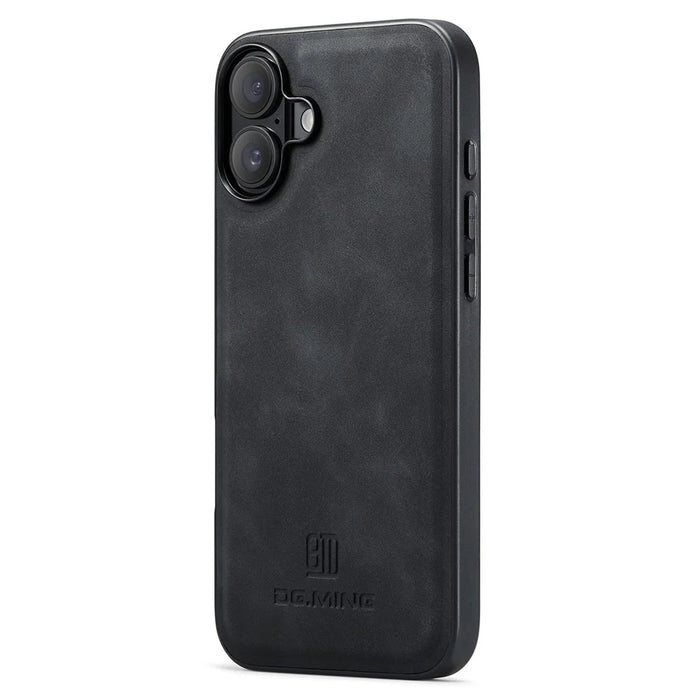 DG.MING For iPhone 16 Case PU Leather+PC+TPU Hybrid Phone Cover - Black - 2