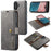 DG.MING for iPhone 16 Case Detachable Split Leather Phone Cover - Grey - 1
