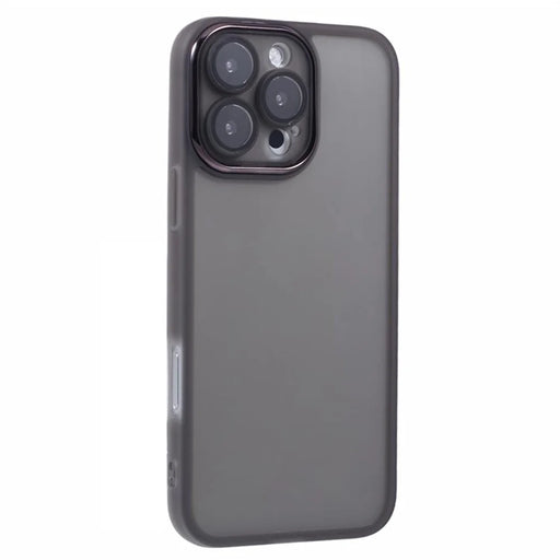 WANLONFENG DKSM Series for iPhone 16 Pro Max TPU Case Electroplated Frame Phone Cover with Tempered Glass - Transparent Black - 2