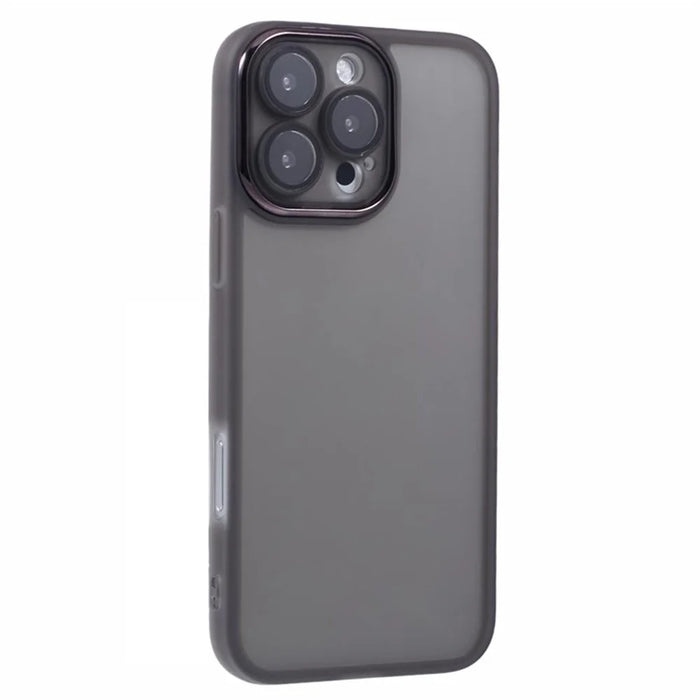WANLONFENG DKSM Series for iPhone 16 Pro Max TPU Case Electroplated Frame Phone Cover with Tempered Glass - Transparent Black - 2