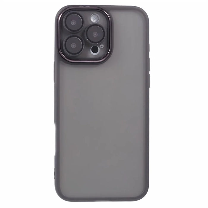 WANLONFENG DKSM Series for iPhone 16 Pro Max TPU Case Electroplated Frame Phone Cover with Tempered Glass - Transparent Black - 4