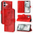 For iPhone 16 Wallet Case with Wrist Strap Butterfly Imprint Leather Phone Cover - Red - 6