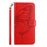 For iPhone 16 Wallet Case with Wrist Strap Butterfly Imprint Leather Phone Cover - Red - 7
