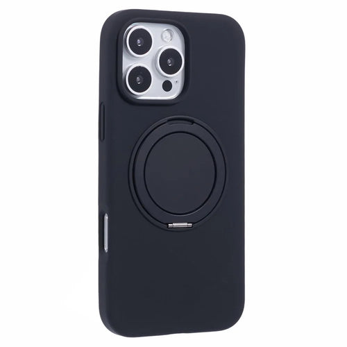 X-LEVEL For iPhone 16 Pro Max Case Compatible with MagSafe Rotatable Kickstand Liquid Silicone Phone Cover - Black - 1