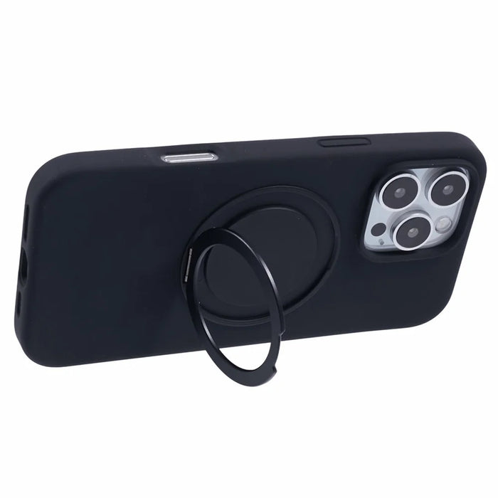 X-LEVEL For iPhone 16 Pro Max Case Compatible with MagSafe Rotatable Kickstand Liquid Silicone Phone Cover - Black - 4