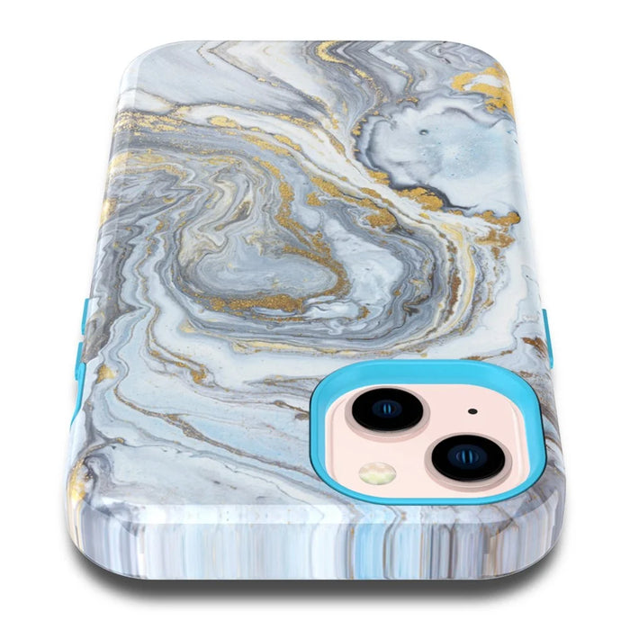 GW03 Phone Case for iPhone 14, Stylish Pattern IMD Hard PC + Soft TPU Shockproof Hybrid Cover - 10022 Marble Pattern - 2