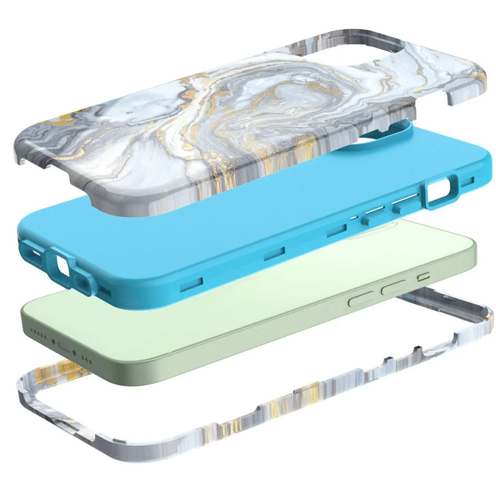 GW03 Phone Case for iPhone 14, Stylish Pattern IMD Hard PC + Soft TPU Shockproof Hybrid Cover - 10022 Marble Pattern - 5