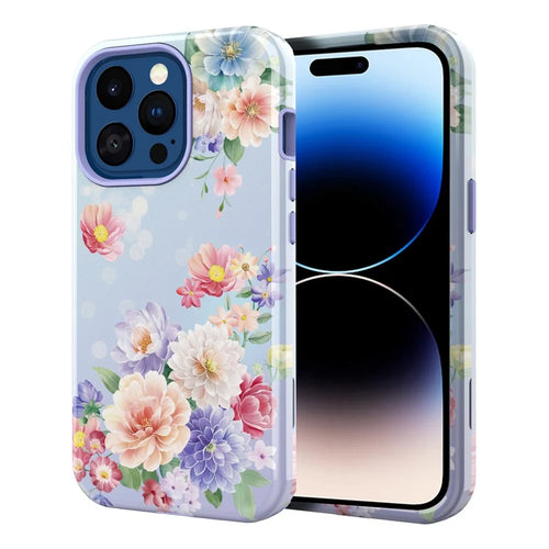 GW03 Hard PC + Soft TPU Hybrid Case for iPhone 14 Pro, Anti-scratch Stylish Pattern IMD Phone Cover Shell - 10046 Flower Pattern - 1