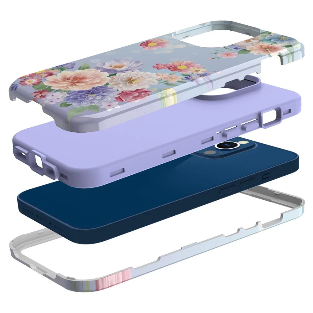GW03 Hard PC + Soft TPU Hybrid Case for iPhone 14 Pro, Anti-scratch Stylish Pattern IMD Phone Cover Shell - 10046 Flower Pattern - 3