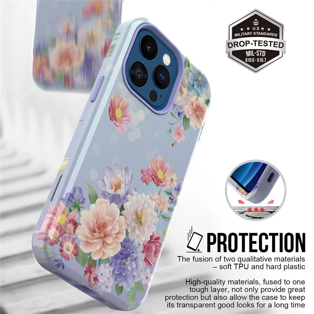 GW03 Hard PC + Soft TPU Hybrid Case for iPhone 14 Pro, Anti-scratch Stylish Pattern IMD Phone Cover Shell - 10046 Flower Pattern - 5