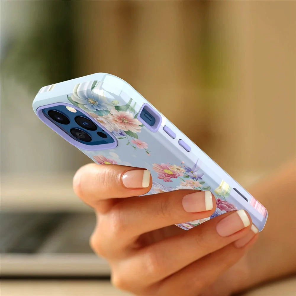 GW03 Hard PC + Soft TPU Hybrid Case for iPhone 14 Pro, Anti-scratch Stylish Pattern IMD Phone Cover Shell - 10046 Flower Pattern - 7
