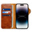 For iPhone 16 Pro Case Waxy Genuine Cow Leather Phone Wallet Shockproof Cover - Brown - 2
