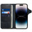 For iPhone 16 Pro Max Case Waxy Genuine Cow Leather Phone Wallet Shockproof Cover - Blue - 2