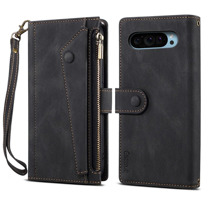 ESEBLE Star Series For Google Pixel 9 Pro  /  Pixel 9 Case Zipper Wallet Leather Stand Phone Cover - Black - 1