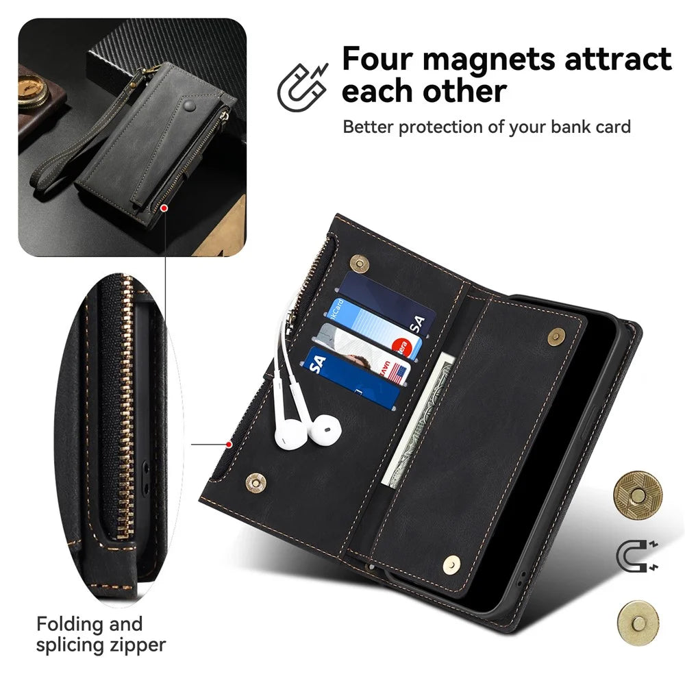 ESEBLE Star Series For Google Pixel 9 Pro  /  Pixel 9 Case Zipper Wallet Leather Stand Phone Cover - Black - 7