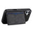 DENIOR For iPhone 16 Plus Case Card Holder Kickstand Retro Leather+PC+TPU Phone Cover - Black - 2