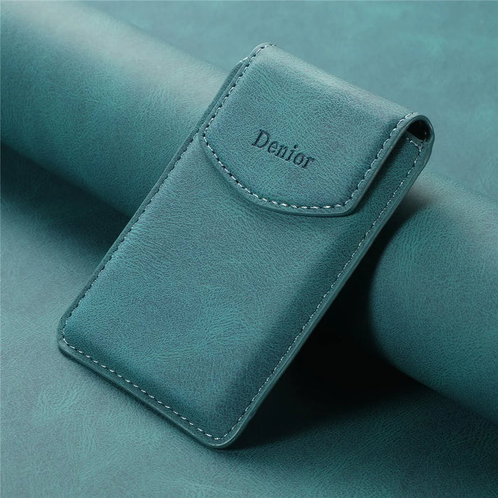 DENIOR V12 Magnetic Card Holder Skin-Touch PU Leather Phone Card Bag - Blue - 5