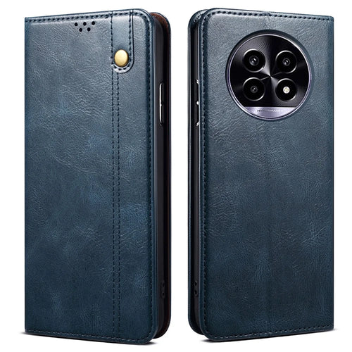 For Realme 13 Pro 5G (Global) / 13 Pro+ 5G (Global) Case Crazy Horse Texture Waxy Leather Wallet Stand Cover - Blue - 1