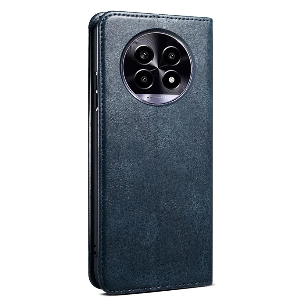 For Realme 13 Pro 5G (Global) / 13 Pro+ 5G (Global) Case Crazy Horse Texture Waxy Leather Wallet Stand Cover - Blue - 6